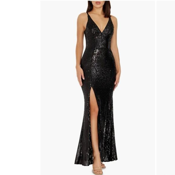 Dress the Population Black Sequin Gown - Picture 1 of 13